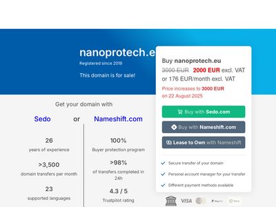 DOMAIN FOR SALE – GOLEM ® Domain Aftermarket  www.nanoprotech.eu