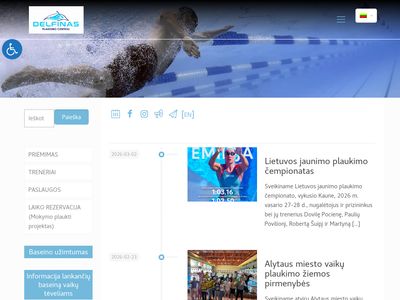 Šiaulių plaukimo centro "Delfinas" internetinis puslapis