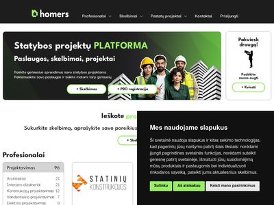 Homers – statybų projektų platforma, paslaugos, skelbimai, projektai