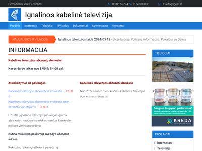 Ignalinos kabelinė televizija | kabelinė televizija //  laidos //