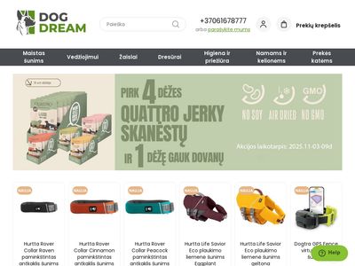Dogdream.lt – antkakliai, petnešos, žaislai, dresūros priemonės š