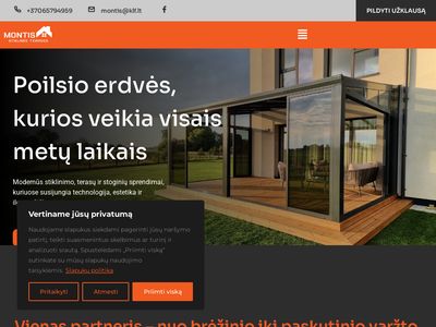 Terasų stiklinimas, stiklinės terasos kaina – Montis