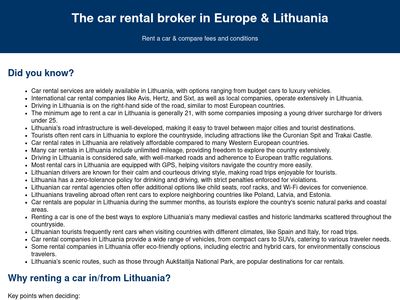 Car Hire in Kaunas  www.rentacar.lt