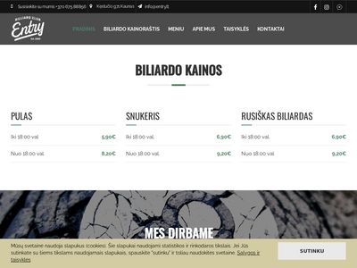 Biliardo klubas Entry  www.biliardopasaulis.lt
