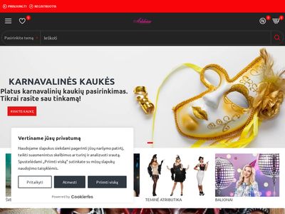 Karnavaliniu kostiumu ir aksesuaru pardavimas, balionai, sventine