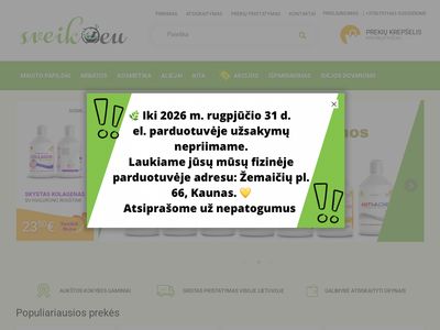 Maisto papildų, sveikatos produktų ir kosmetikos parduotuvė Sveik.