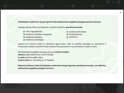 Klaipėdos medicininės slaugos ligoninė – Pradžia