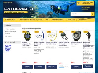 www.divingshop.lt – Nardymo iranga, povandenines medziokles iranga ,