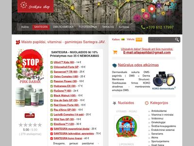 SANTEGRA maisto papildai – NUOLAIDOS iki 10 % – NEMOKAMAS PRISTATYMAS