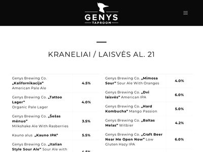 Genys Taproom – Alaus Svetainė  genystaproom.lt