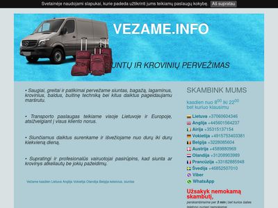 Siuntų pervežimai  www.vezame.info