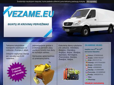 Siuntų ir krovinių pervežimas  www.vezame.eu