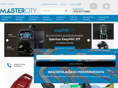 Mastercity.lt įrankiai + įranga  www.mastercity.lt