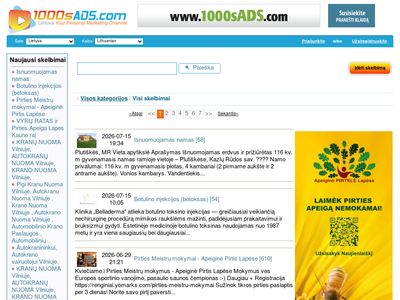 Skelbimų sąrašas 1000sADS  www.1000sads.lt