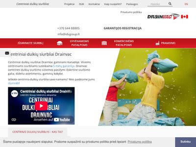 Centriniai dulkių siurbliai – Drainvac  www.centriniaidulkiusiurbliai