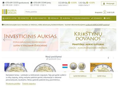 | Aukso kaina, sidarbo kaina, luitai, monetos, numizmatika | AUREA