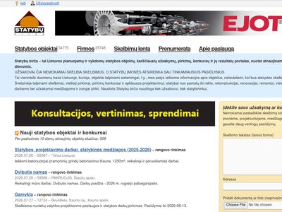 Lietuvos statybos konkursai ir skelbimai, objektai ir statybų už