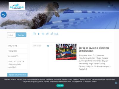 Šiaulių plaukimo centro "Delfinas" internetinis puslapis