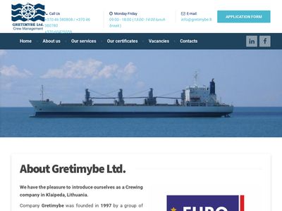 Gretimybe — crew management company in Lithuania  www.gretimybe.lt