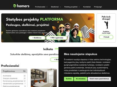 Homers – statybų projektų platforma, paslaugos, skelbimai, projektai