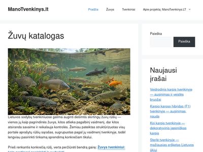 Tvenkinių žuvinimas, žuvų auginimas ir priežiūra: ManoTvenkinys.
