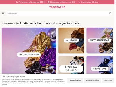 Karnavaliniai kostiumai ir švenčių dekoracijos  festive.lt