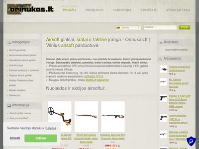Airsoft ginklų bei įrangos parduotuvė  orinukas.lt