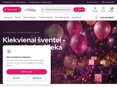 Karnavaliniu kostiumu ir aksesuaru pardavimas, balionai, sventine
