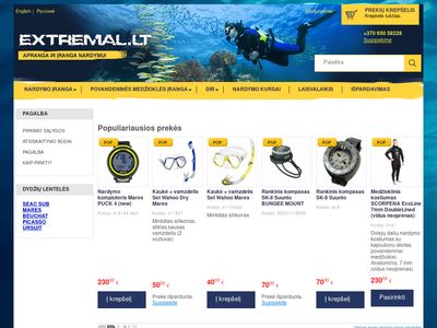 www.divingshop.lt – Nardymo iranga, povandenines medziokles iranga ,