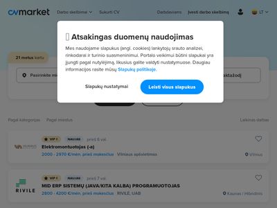 Darbas – Darbo skelbimai – Darbo pasiūlymai – CV Market