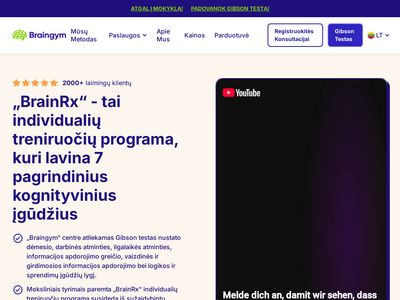 Vaikų lavinimas ir ugdymas pagal „BrainRx“ program