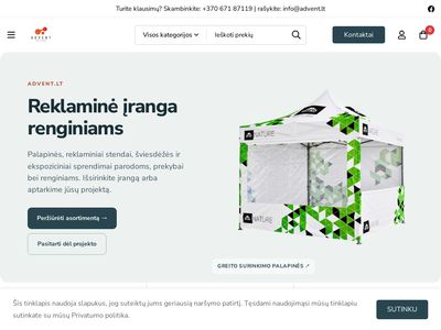 ADVENT.LT – prekybinės palapinės, vėliavos, balionai, sėdmaišiai