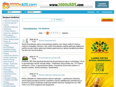 Skelbimų sąrašas 1000sADS  www.1000sads.lt
