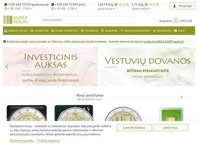 | Aukso kaina, sidarbo kaina, luitai, monetos, numizmatika | AUREA