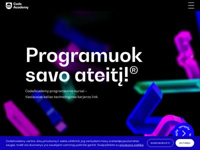 Programavimo kursai CodeAcademy.lt Programuok savo ateitį dabar