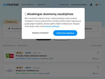 Darbas – Darbo skelbimai – Darbo pasiūlymai – CV Market