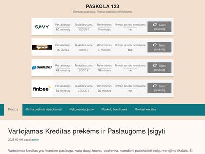 www.paskola123.lt  PASKOLA 123 | PIRMA PASKOLA NEMOKAMAI | PASKOLOS