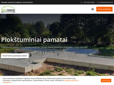 Pamatų įrengimas Plokštuminiai pamatai  plokstiniai.lt