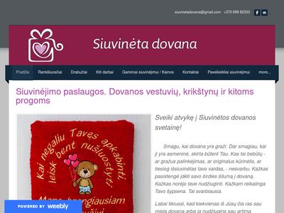 Siuvinėjimo paslaugos. Dovanos vestuvių, krikstynų ir