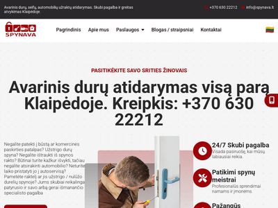 Avarinis durų atidarymas visą parą  Klaipėdoje 8-630-22212 Spyn
